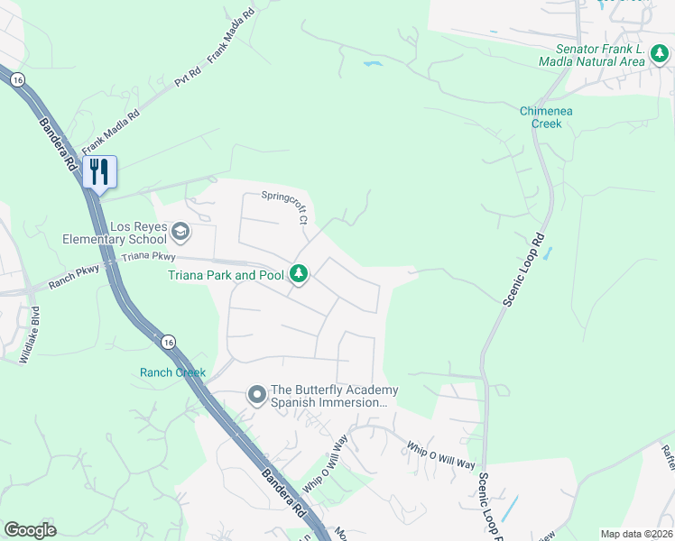 map of restaurants, bars, coffee shops, grocery stores, and more near 10431 Valle Alto in Helotes