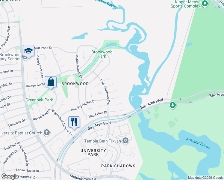 map of restaurants, bars, coffee shops, grocery stores, and more near 4302 Mountain Flower Court in Houston