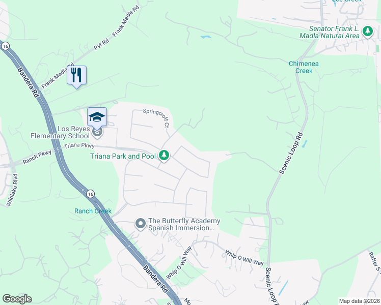 map of restaurants, bars, coffee shops, grocery stores, and more near 10431 Valle Alto in Helotes