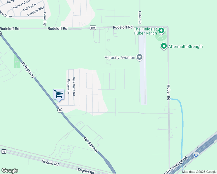 map of restaurants, bars, coffee shops, grocery stores, and more near 2503 Adobe Vista in Seguin