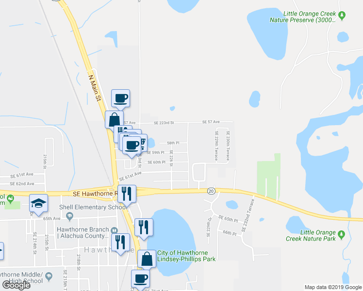 map of restaurants, bars, coffee shops, grocery stores, and more near 22629 Southeast 58th Place in Hawthorne
