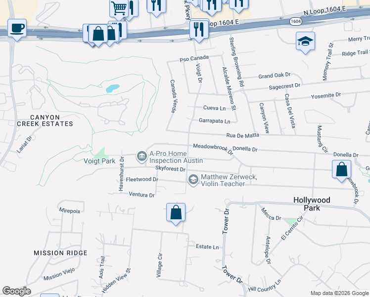 map of restaurants, bars, coffee shops, grocery stores, and more near 333 El Portal Drive in San Antonio