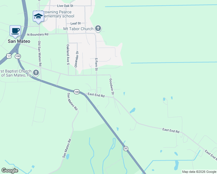 map of restaurants, bars, coffee shops, grocery stores, and more near 121 Goodwin Street in San Mateo