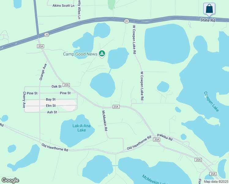 map of restaurants, bars, coffee shops, grocery stores, and more near 111 Lake Annie Lane in Hawthorne
