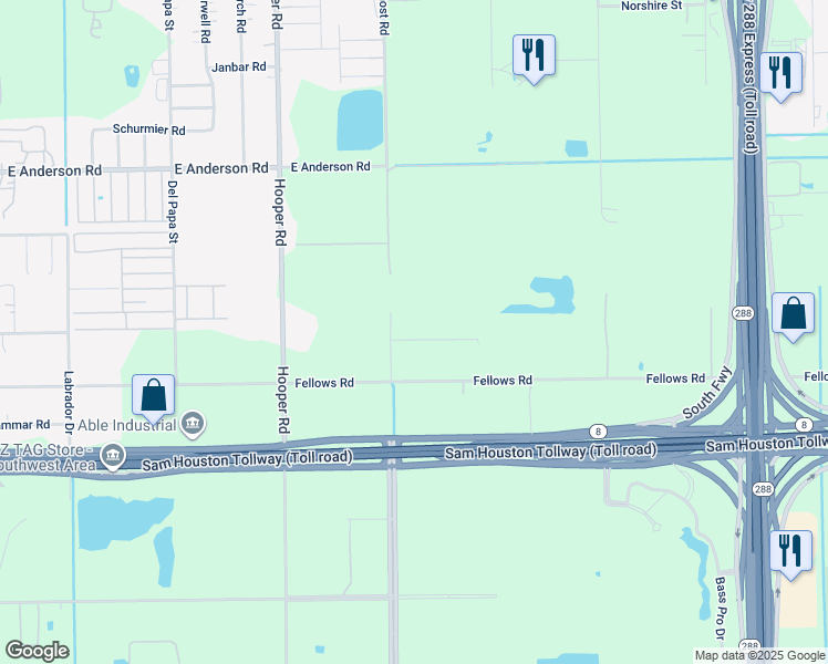 map of restaurants, bars, coffee shops, grocery stores, and more near 1411 Caribe Lane in Houston