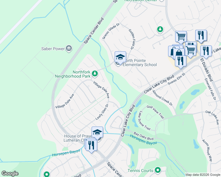 map of restaurants, bars, coffee shops, grocery stores, and more near 2910 Prairie Hill Court in Houston