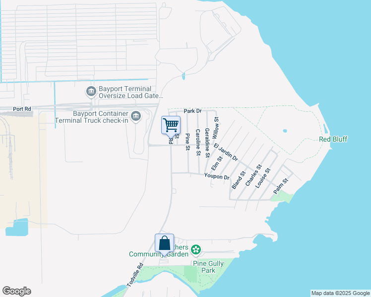 map of restaurants, bars, coffee shops, grocery stores, and more near 4902 Pine Street in Seabrook