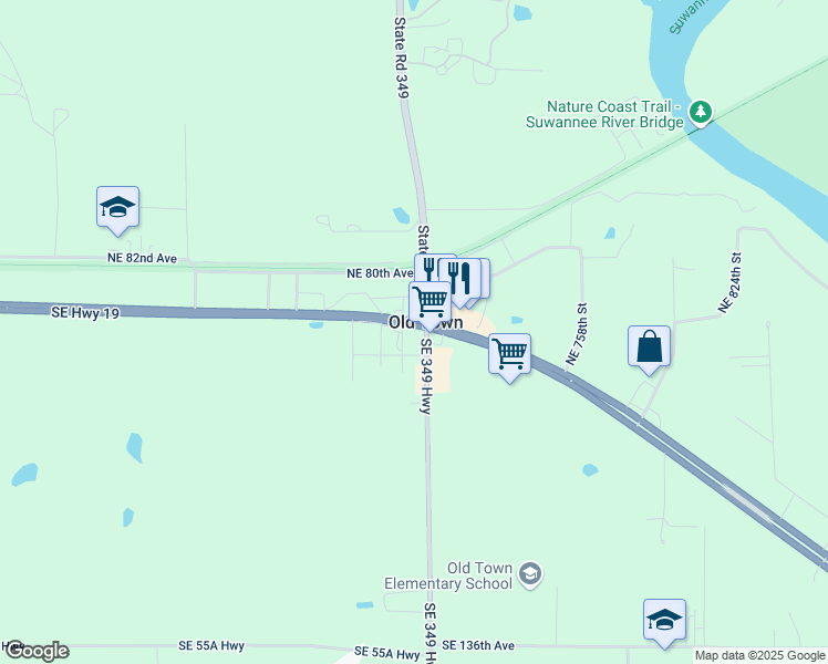 map of restaurants, bars, coffee shops, grocery stores, and more near Florida 55 in Old Town