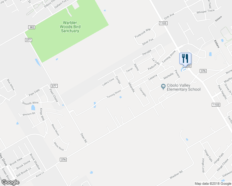map of restaurants, bars, coffee shops, grocery stores, and more near 432 Turning Stone in Cibolo