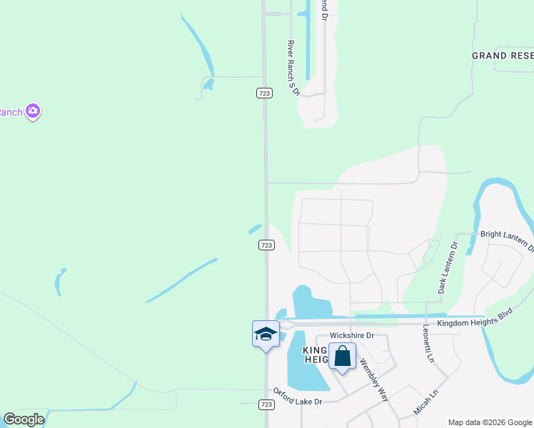 map of restaurants, bars, coffee shops, grocery stores, and more near 2724 FM 723 Road in Rosenberg