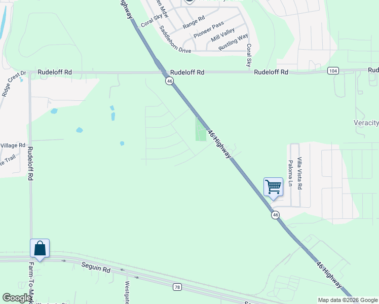 map of restaurants, bars, coffee shops, grocery stores, and more near 2718-2732 Texas 46 in Seguin