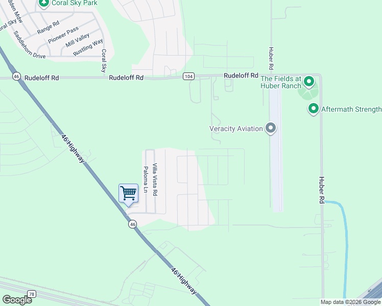 map of restaurants, bars, coffee shops, grocery stores, and more near 2599 Adobe Vista in Seguin
