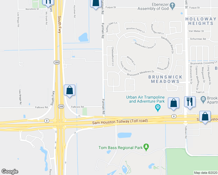 map of restaurants, bars, coffee shops, grocery stores, and more near 2718 Grahamwood Lane in Houston