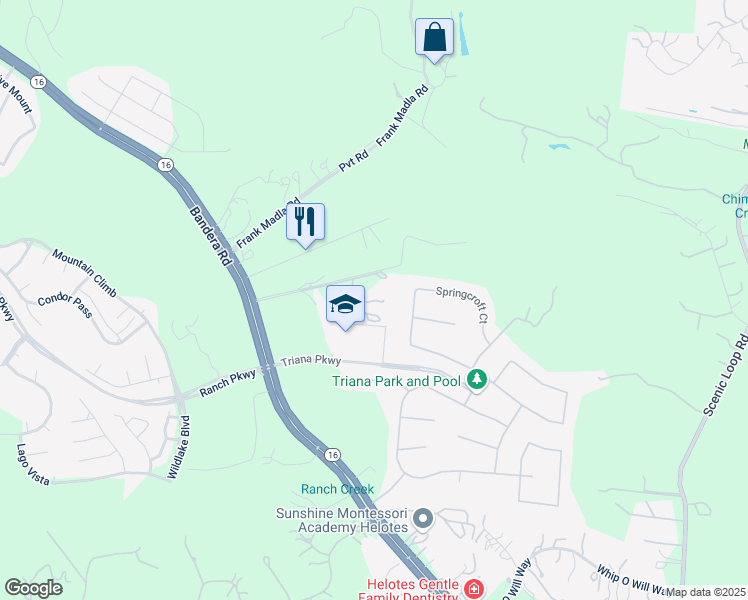 map of restaurants, bars, coffee shops, grocery stores, and more near 17110 Bandera Road in Helotes