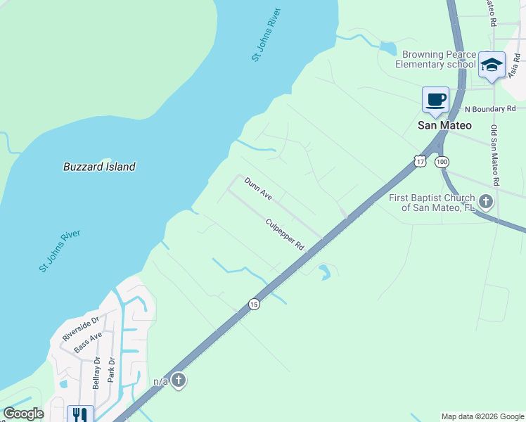 map of restaurants, bars, coffee shops, grocery stores, and more near 127 Dunn Avenue in San Mateo