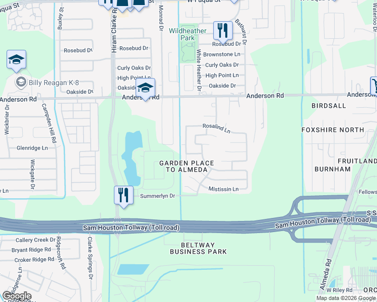 map of restaurants, bars, coffee shops, grocery stores, and more near 4139 Knollwick Court in Houston