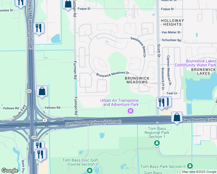 map of restaurants, bars, coffee shops, grocery stores, and more near 14439 Benningcrest Lane in Houston