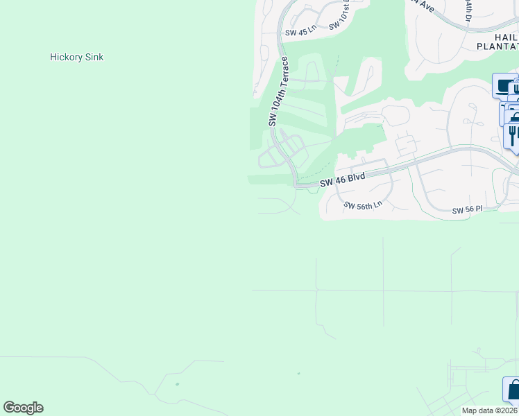 map of restaurants, bars, coffee shops, grocery stores, and more near 10525 Southwest 55 Place in Gainesville