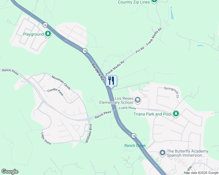 map of restaurants, bars, coffee shops, grocery stores, and more near 17202-17282 Bandera Road in Helotes