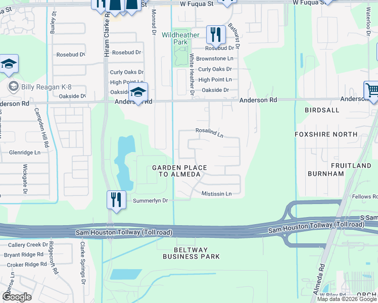 map of restaurants, bars, coffee shops, grocery stores, and more near 4139 Knollwick Court in Houston
