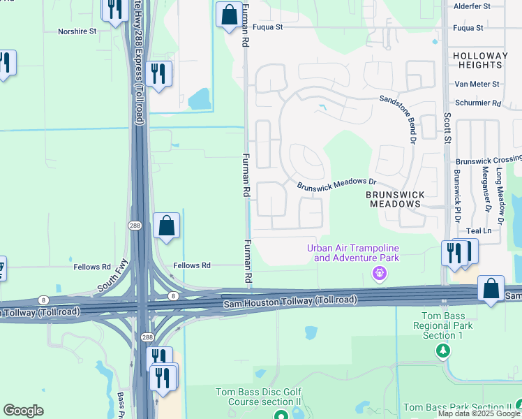 map of restaurants, bars, coffee shops, grocery stores, and more near 14419 Hillard Green Lane in Houston