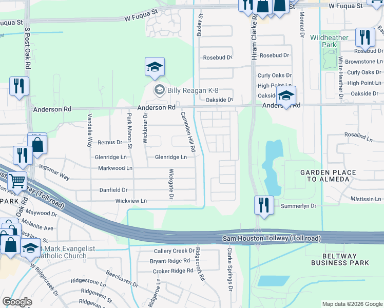 map of restaurants, bars, coffee shops, grocery stores, and more near 4802 Glenridge Ln in Houston