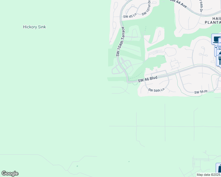 map of restaurants, bars, coffee shops, grocery stores, and more near 10627 Southwest 55 Place in Gainesville