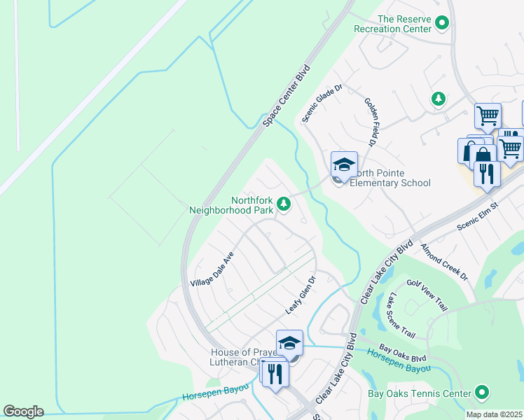 map of restaurants, bars, coffee shops, grocery stores, and more near 2719 Village Dale Avenue in Houston