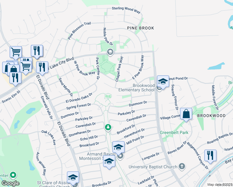 map of restaurants, bars, coffee shops, grocery stores, and more near 4303 Evergreen Elm Court in Houston