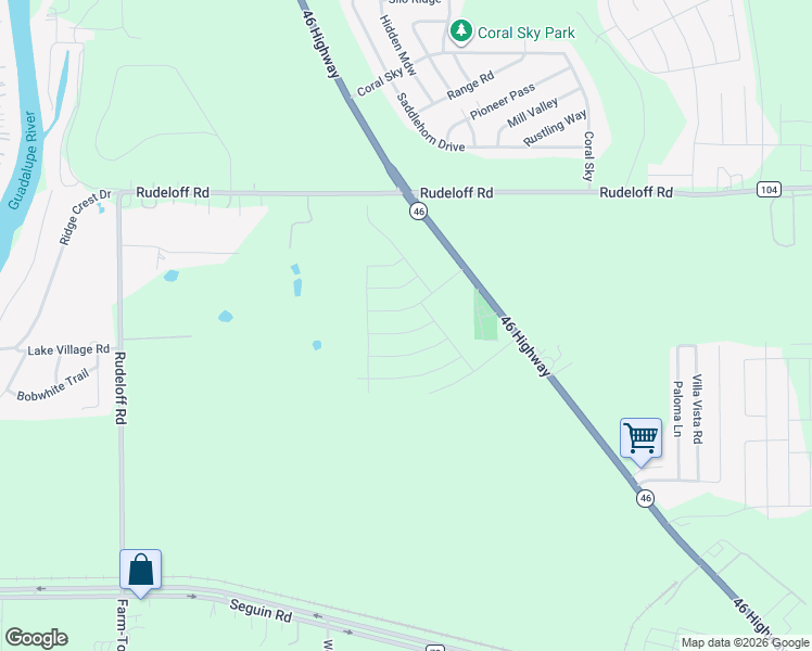 map of restaurants, bars, coffee shops, grocery stores, and more near 2872 Texas 46 in Seguin