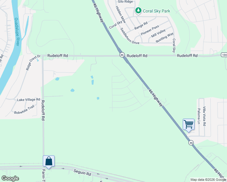 map of restaurants, bars, coffee shops, grocery stores, and more near 1101 Eagle Crossing in Seguin