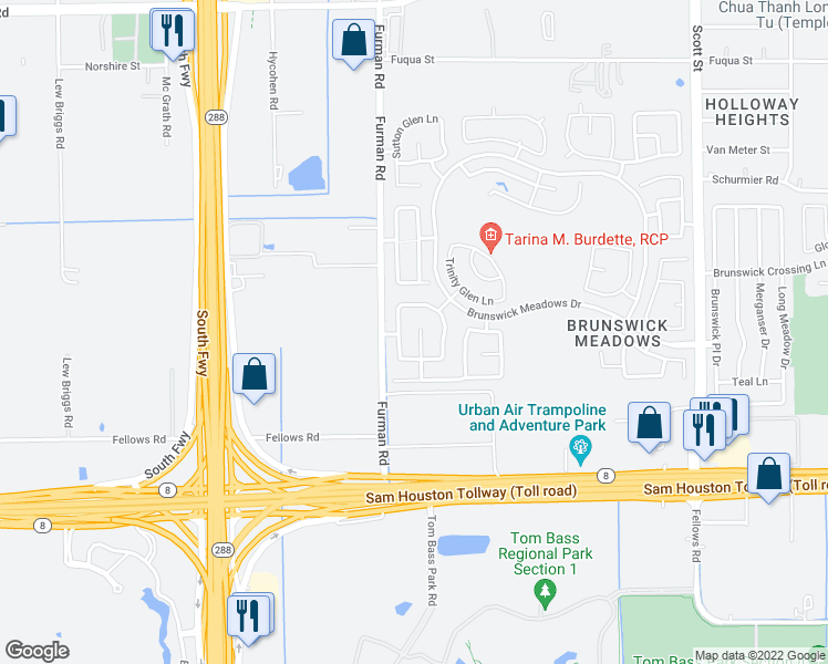 map of restaurants, bars, coffee shops, grocery stores, and more near 14318 Bryce Meadow Lane in Houston