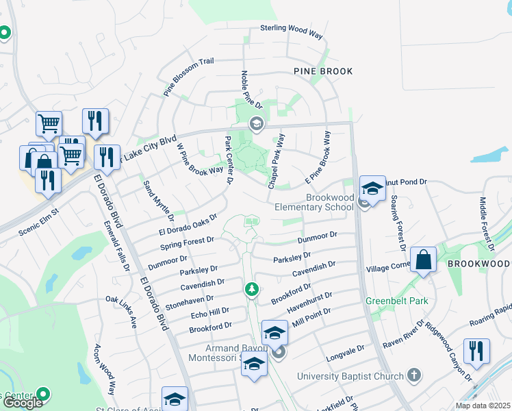 map of restaurants, bars, coffee shops, grocery stores, and more near 4303 Evergreen Elm Court in Houston