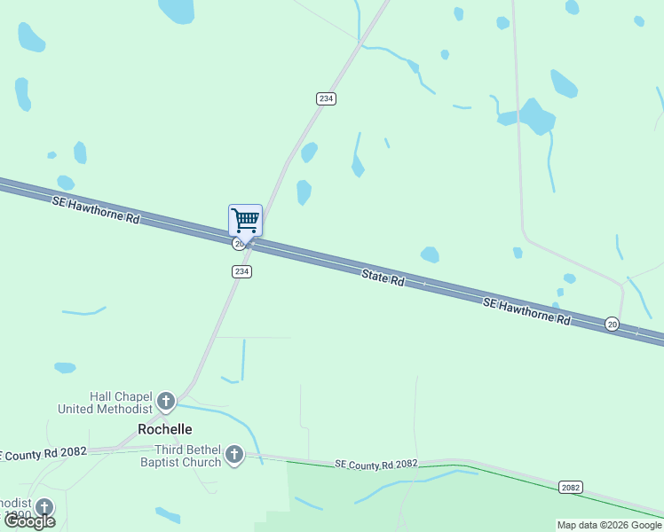 map of restaurants, bars, coffee shops, grocery stores, and more near 10221 Southeast Hawthorne Road in Gainesville