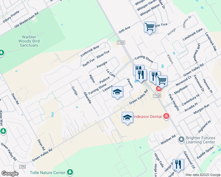 map of restaurants, bars, coffee shops, grocery stores, and more near 632 Padova in Cibolo