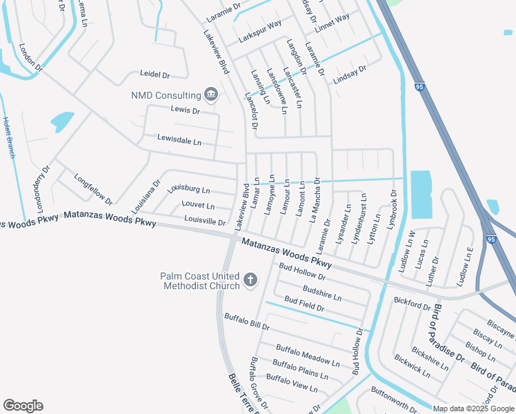 map of restaurants, bars, coffee shops, grocery stores, and more near 16 Lamar Lane in Palm Coast