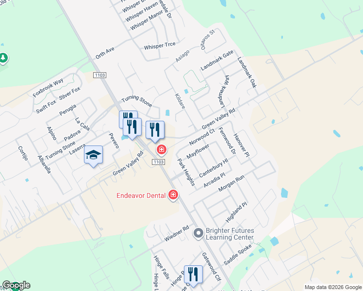 map of restaurants, bars, coffee shops, grocery stores, and more near 222 Norwood Court in Schertz