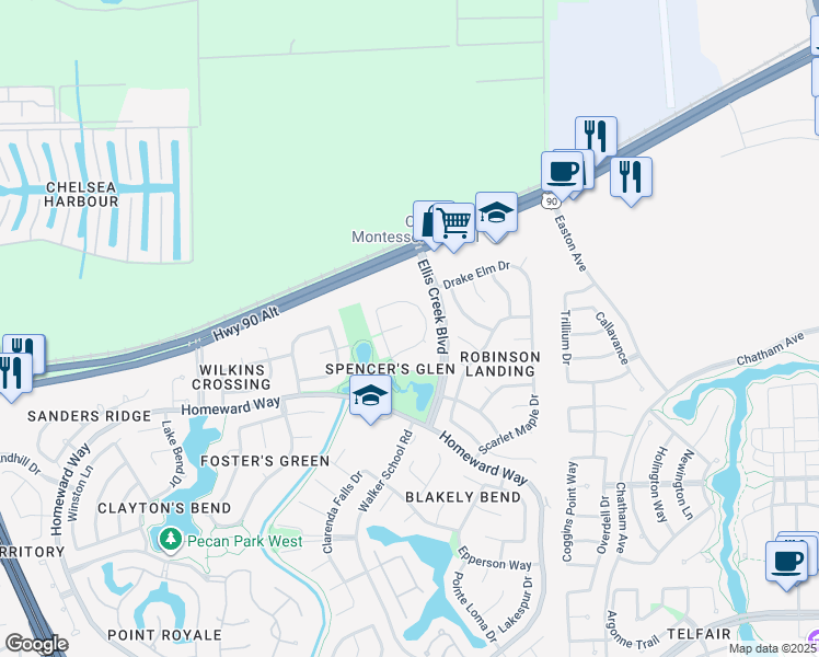 map of restaurants, bars, coffee shops, grocery stores, and more near 6218 McDonald Court in Sugar Land