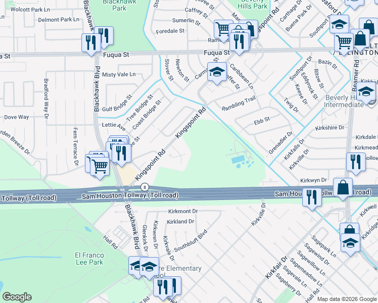 map of restaurants, bars, coffee shops, grocery stores, and more near 11131 Valley Kings Drive in Houston