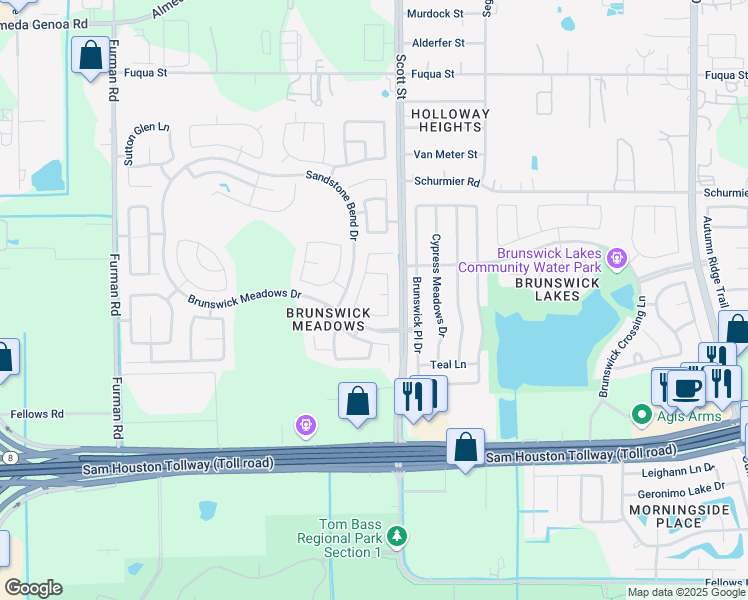 map of restaurants, bars, coffee shops, grocery stores, and more near 14231 Stone Cottage Lane in Houston