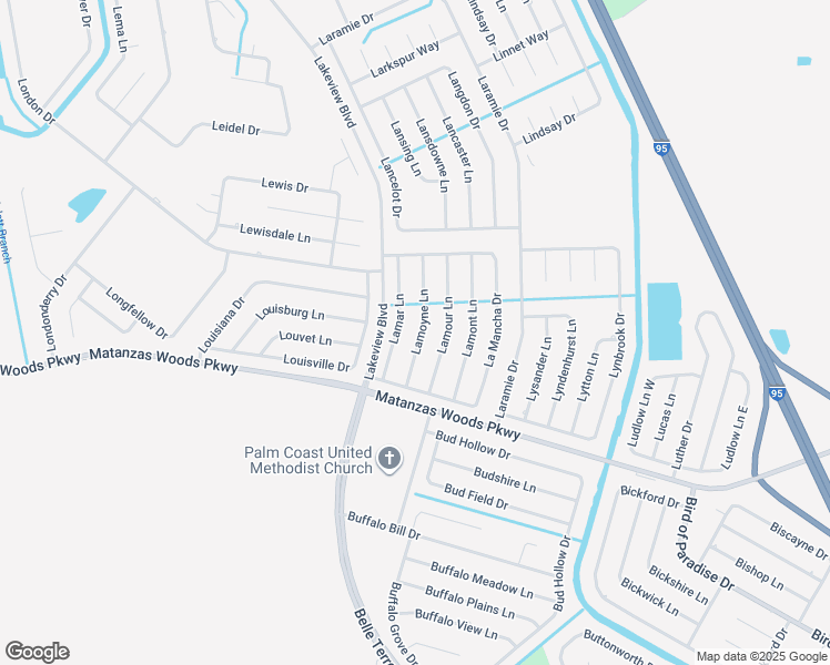 map of restaurants, bars, coffee shops, grocery stores, and more near 16 Lamar Lane in Palm Coast