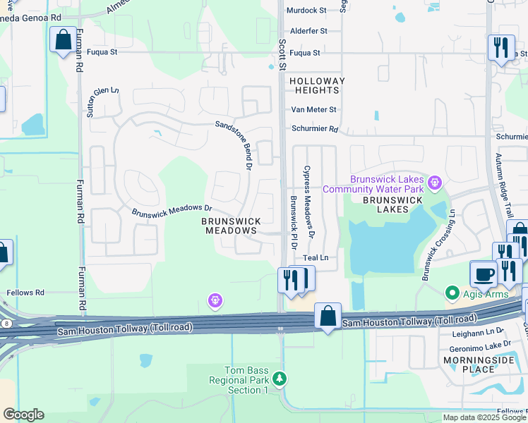 map of restaurants, bars, coffee shops, grocery stores, and more near 14231 Stone Cottage Lane in Houston