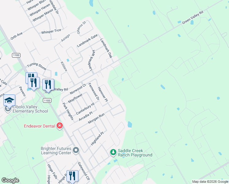 map of restaurants, bars, coffee shops, grocery stores, and more near 2299 Fort Davis Pass in Cibolo