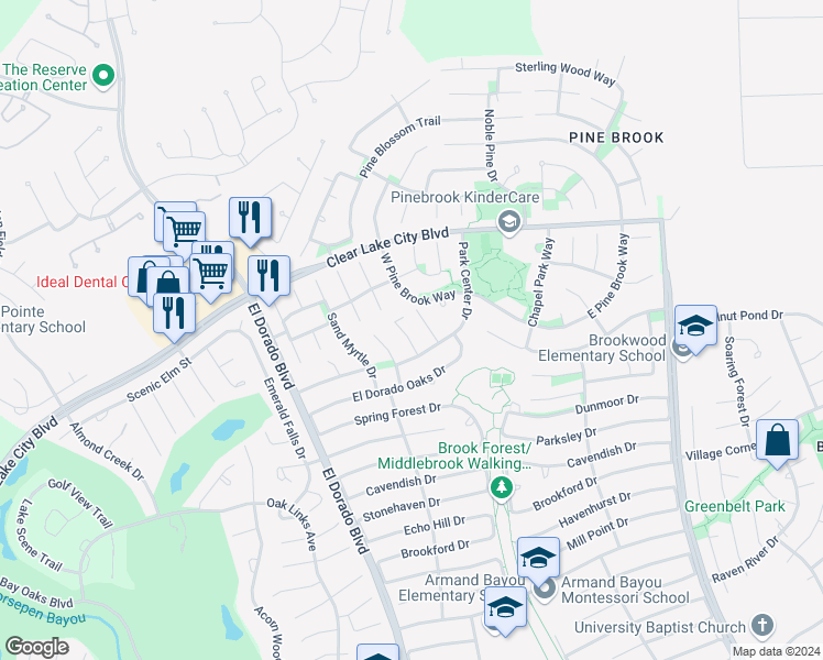 map of restaurants, bars, coffee shops, grocery stores, and more near 3814 Deer Grass Ct in Houston