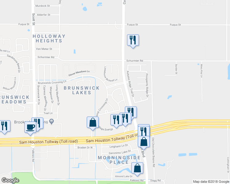 map of restaurants, bars, coffee shops, grocery stores, and more near 4002 Portman Glen Lane in Houston