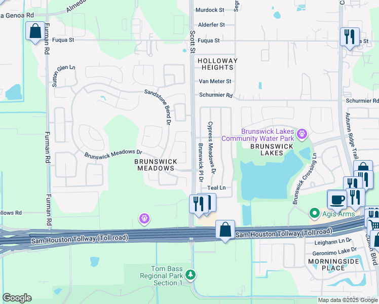 map of restaurants, bars, coffee shops, grocery stores, and more near 14231 Stone Cottage Lane in Houston