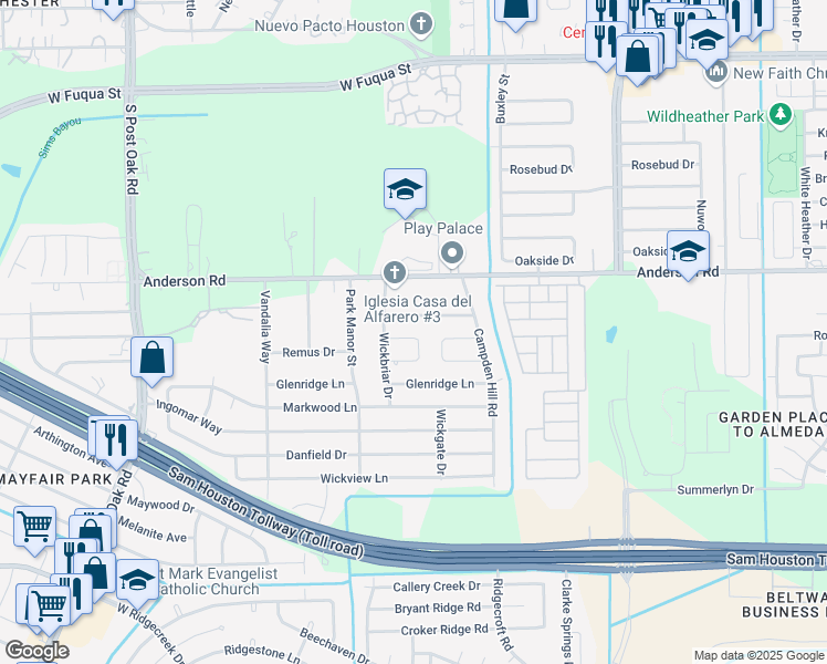 map of restaurants, bars, coffee shops, grocery stores, and more near 4934 Drakestone Boulevard in Houston