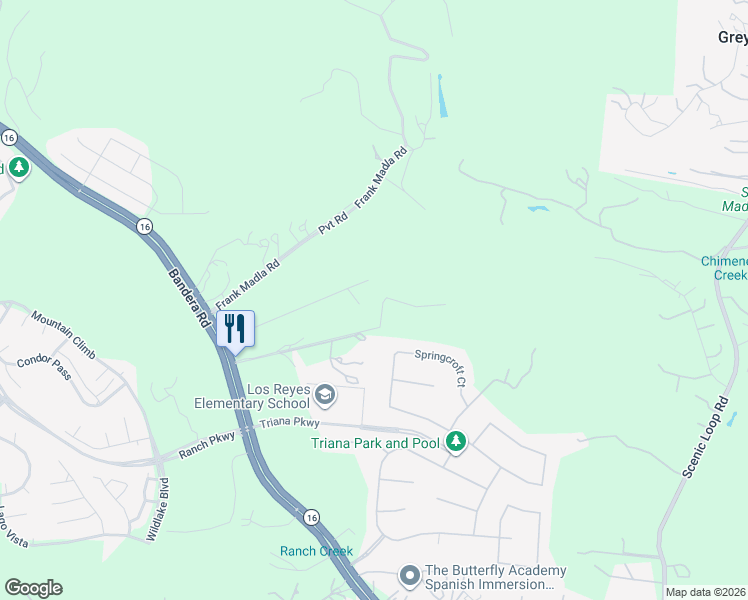 map of restaurants, bars, coffee shops, grocery stores, and more near 17212 Texas 16 in Helotes