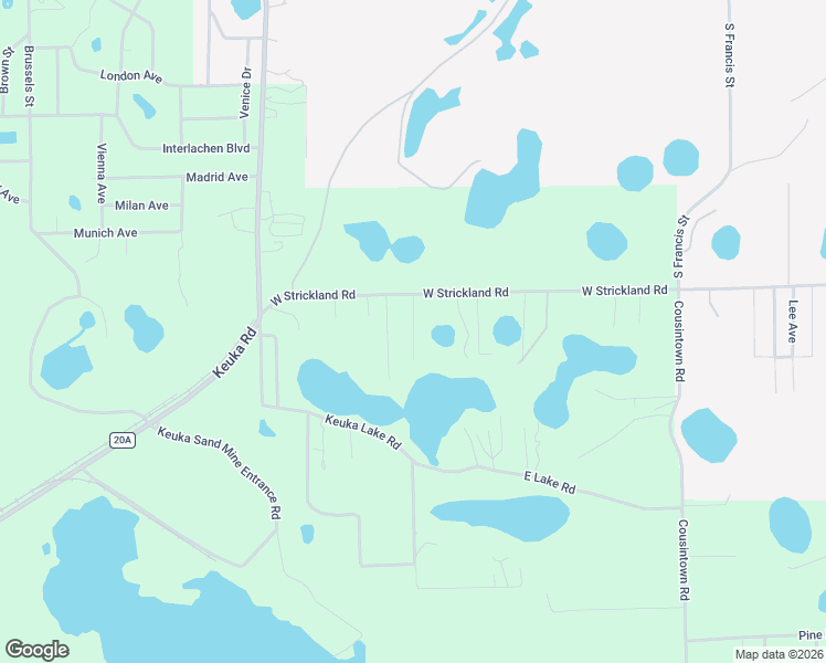 map of restaurants, bars, coffee shops, grocery stores, and more near 171 West Strickland Road in Interlachen