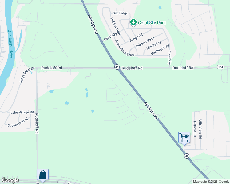 map of restaurants, bars, coffee shops, grocery stores, and more near 2998 Texas 46 in Seguin